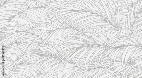 Elegant Palm Leaf Pattern - Minimalist Botanical Line Art Background