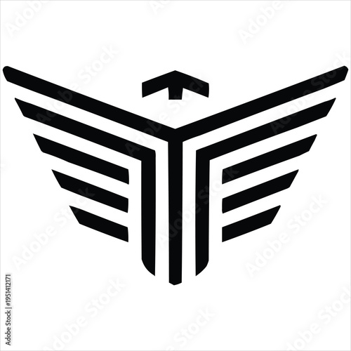 Abstract black eagle-like wing emblem, symbolizing air freight and speed.
