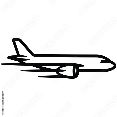 Minimalist black outline of a jet airplane in motion, symbolizing air cargo.