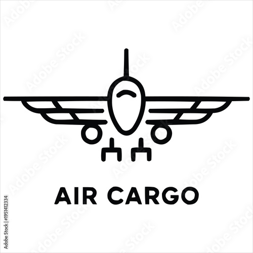 Modern air cargo plane icon with wings, representing aviation logistics and delivery services.