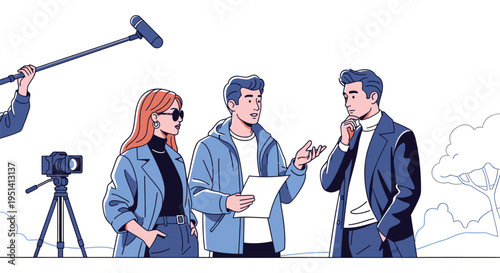 Film Crew Discussing Scene on Set.