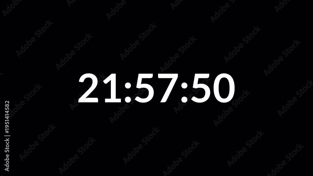 24 hours countdown timer animation in one minute on a transparent ...