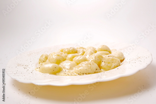Gnocchi al Castelmagno DOP is a typical dish from Piemonte or Piedmont area in Valle Grana Cuneo in Italy