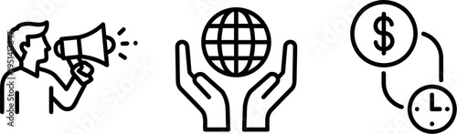 Communicating global responsibility and financial investment over time, illustrating key business concepts