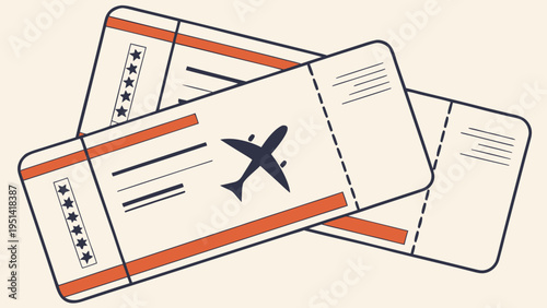 A vector graphic illustration of airplane tickets with a minimalist design