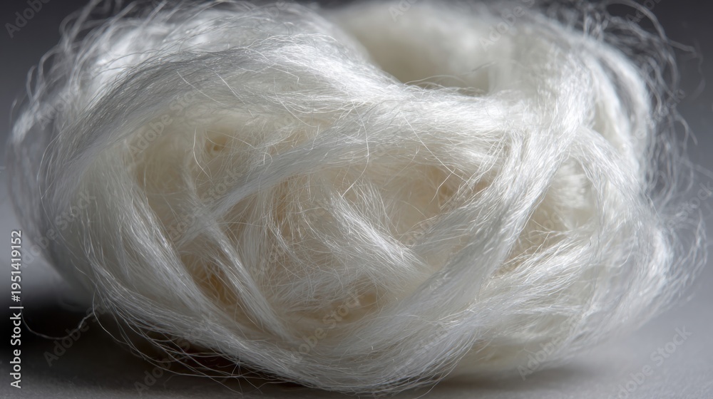 Fototapeta premium Delicate spun silk threads in a fine fibrous texture