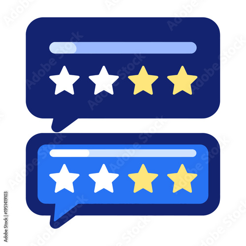 Vector of speech bubbles with star ratings for customer reviews