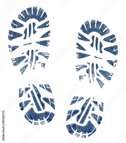 Shoe sole imprint. Mud marks left by shoe treads. Footprint illustration