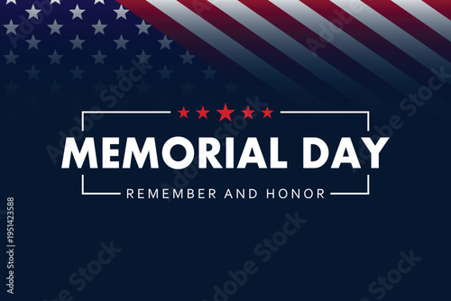 Memorial Day Remembrance Banner with American Flag Stars and Stripes Vector Illustration for USA Patriotic Holiday Design editable scalable graphic symbol honor military american