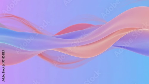 Soft, flowing pastel forms drift across a gradient backdrop of lavender and blue hues