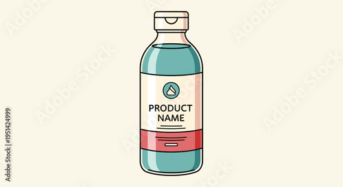 Illustration of a generic product bottle with light blue liquid and a label, suitable for various liquid products.