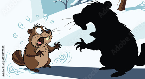 Scared Beaver Meets Silhouette Shadow Creature.