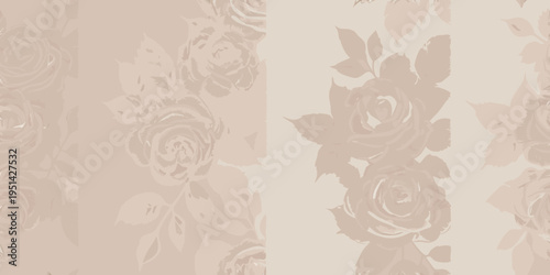 Delicate rose patterns in soft muted pink and beige tones