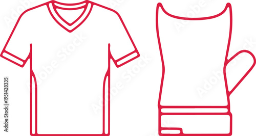 Comparison of a v-neck t-shirt and a sleeveless vest design with pockets