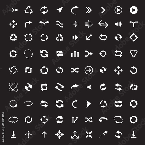 A set of white arrows for refreshing, recycling, downloading data, and presentations.