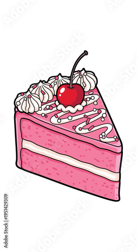 Pink Layered Cake with Cherry Topping.