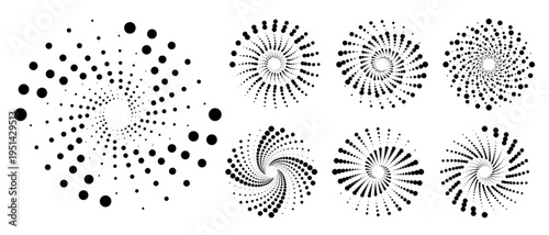 Abstract PNG spiral frame with random dots. Concentric circles convey dynamic motion. Great for sci-fi, tech, or futuristic visuals.