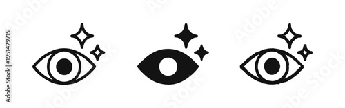 Sparkling Eye Icon Set Representing Good Vision and Eye Health