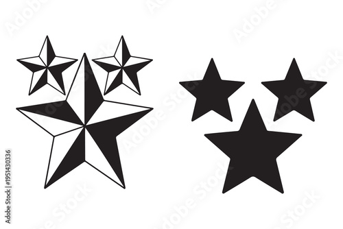 Star silhouette set simple geometric shape icon illustration
