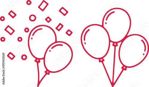 Celebration with colorful balloons and festive confetti in mid-air