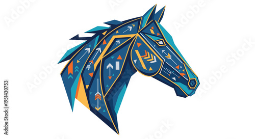 Vibrant Horse Head Illustration with Patterns.