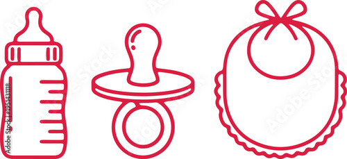 Essential baby care items illustrated in a simple and elegant style