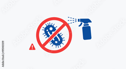 Stop virus icon with spray bottle, disinfection and hygiene concept