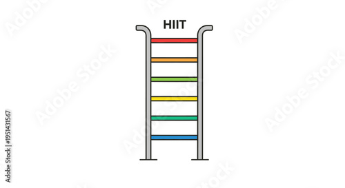 HIIT workout ladder illustration showing progressive intensity levels for high-intensity interval training, fitness, and exercise programs.