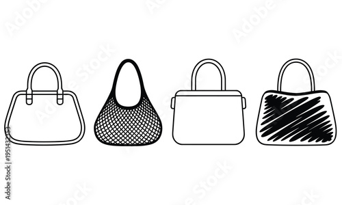 Handbags illustrations showcasing various styles and designs for fashion accessories and personal use