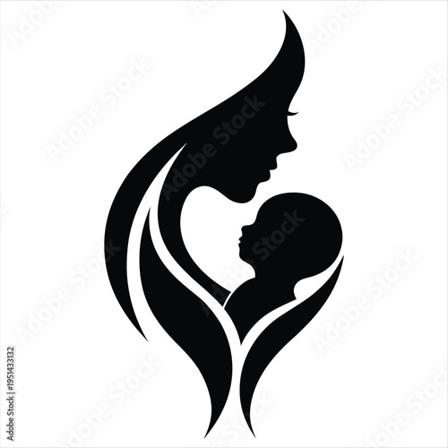 Mother and baby silhouette, a tender moment of nurturing love and parental care.