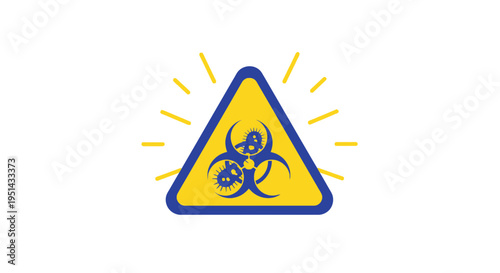 Biohazard Warning Sign with Microbes and Rays, Danger Symbol for Biological Hazard