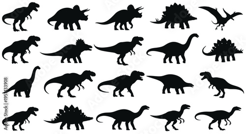 Diverse Dinosaur Silhouettes Collection