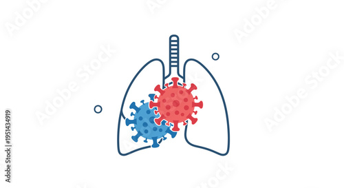 Coronavirus infection in lungs, viral particles attacking respiratory system, disease concept