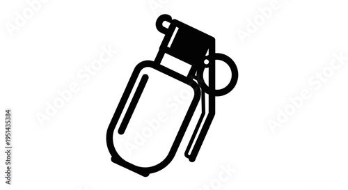 Black and white icon of a hand grenade, isolated on white background.