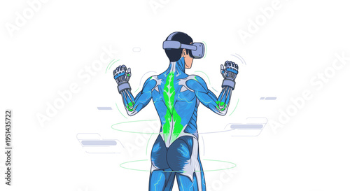 Human anatomy in VR headset, virtual reality technology, augmented reality, digital health, futuristic medical simulation