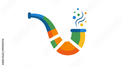 Colorful stylized illustration of a broken smoking pipe with particles