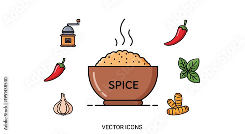 Spice Bowl with Various Ingredients.