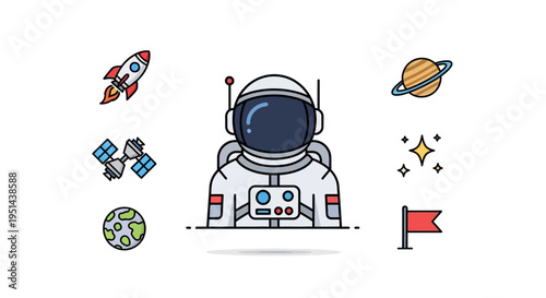Astronaut in Space Suit Illustration.