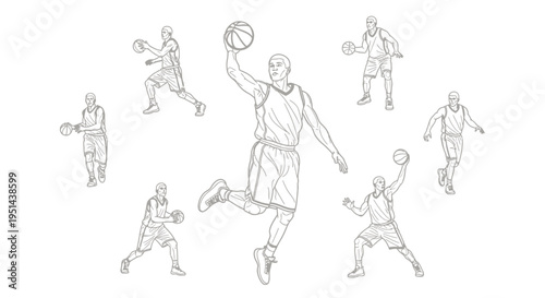 Basketball player in mid air motion.