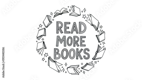 Read More Books:  An image that inspires readers to delve deeper into the world of literature. Surrounded by charming book illustrations