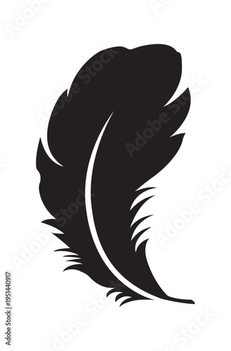 simple classic single soft feather silhouette vector element on transparent background