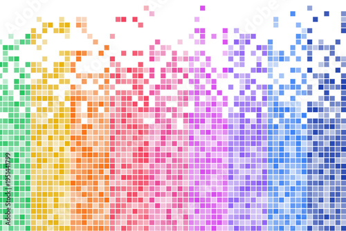 Foto Colorful Digital Pixel Grid with Disintegration Effect