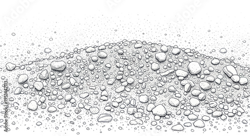 Pebble Pile Texture Background Hand Drawn Sketch