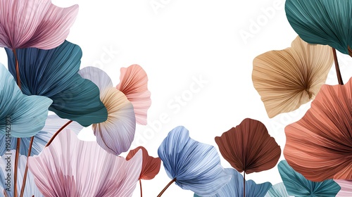 Blooming Hues: An abstract composition, floral illustration displays a vibrant array of colors, creating a serene and captivating display of nature's beauty.