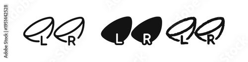 Left and Right shoe print icons with L and R letters. Footprint symbol in outline, solid, and hand-drawn styles.