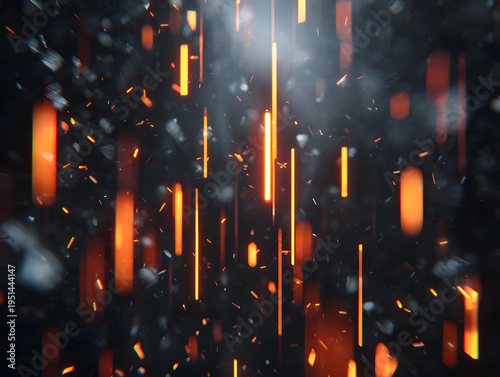 Abstract fiery light streaks particles dark technology background motion effect