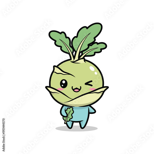 Kohlrabi Character Winking Happy Food Asset