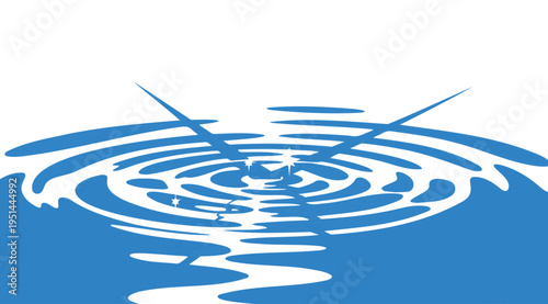 Abstract blue and white water ripples creating concentric circular wave patterns for a serene background design