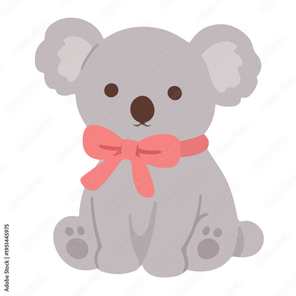Obraz premium Cute koala illustration wearing a pink bow, adorable and playful design