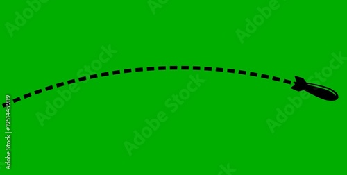 Black Military Missile Animation with Path Line